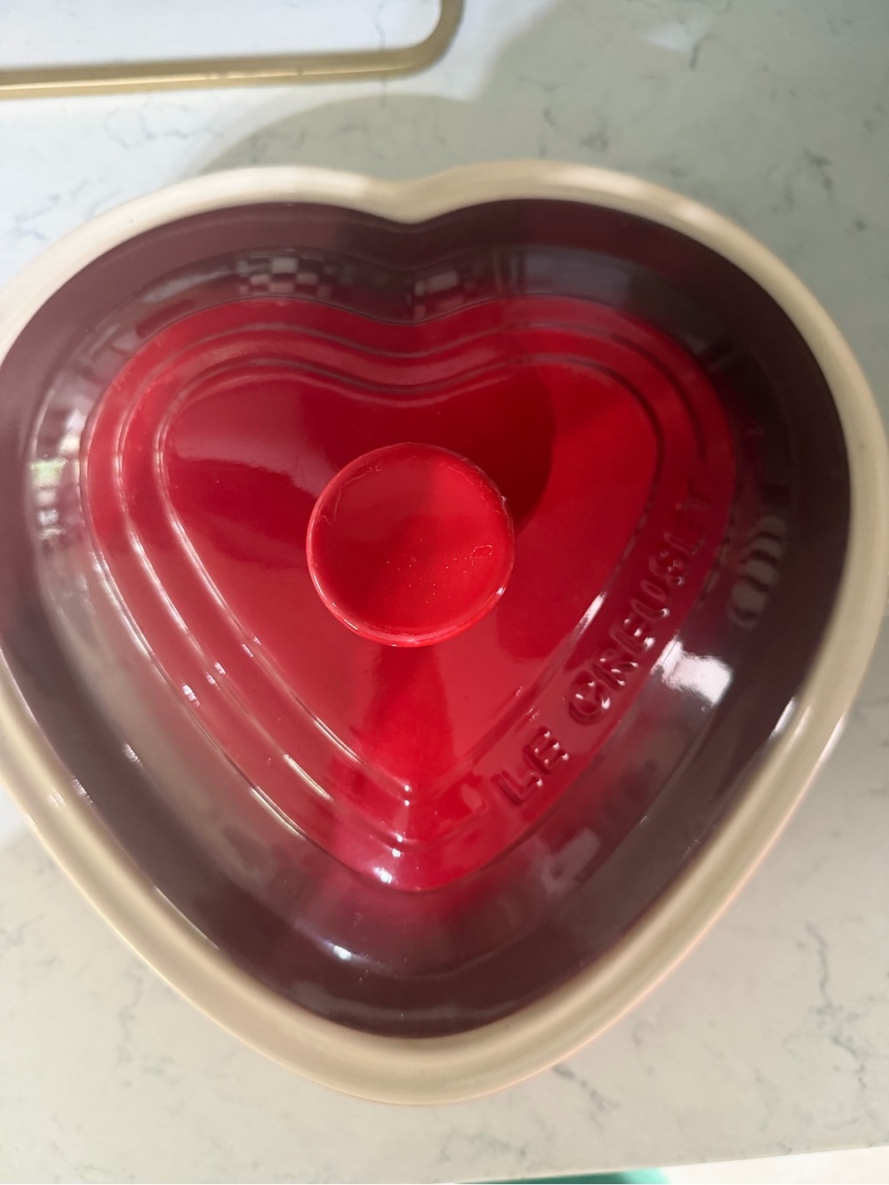 Le Creuset Heart Casserole in Red and Cream